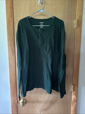 True Classic - Long-Sleeve Henley waffle - dark green